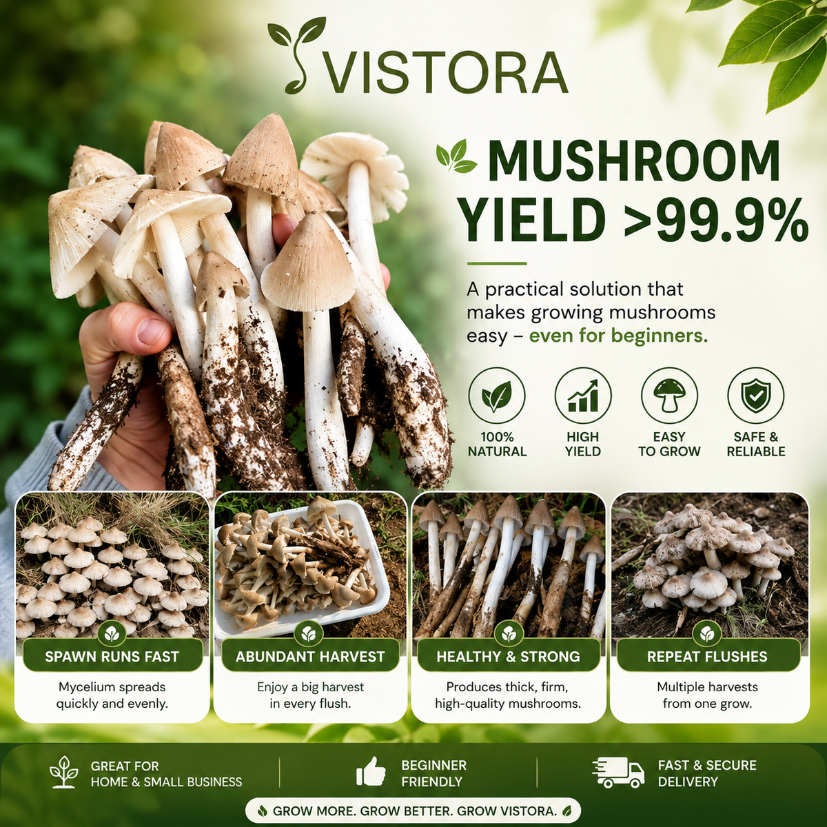 Premium Organic Mushroom Harvest Grow Kit Seeds – Pack of 500