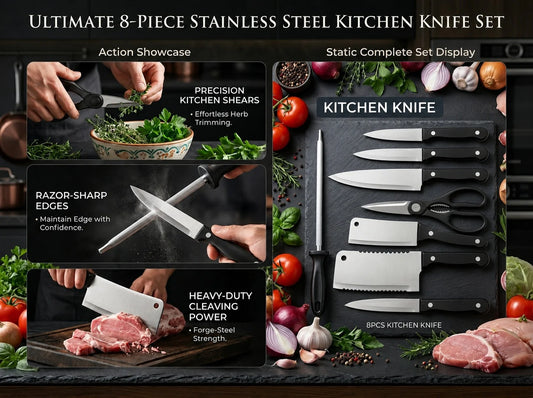 🔥 Smart Kitchen Ki Smart Choice – 8 Pcs Premium Knife Set