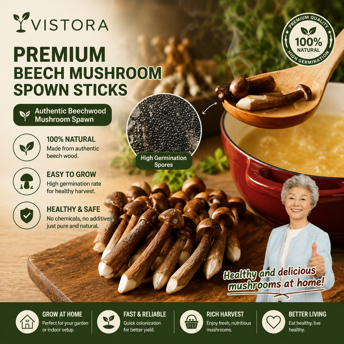 Premium Organic Mushroom Harvest Grow Kit Seeds – Pack of 500