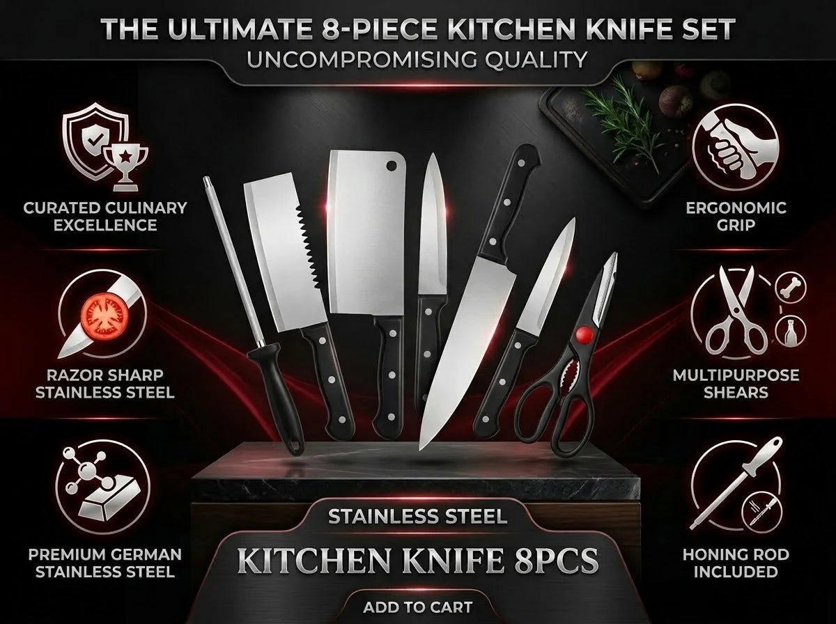 🔥 Smart Kitchen Ki Smart Choice – 8 Pcs Premium Knife Set
