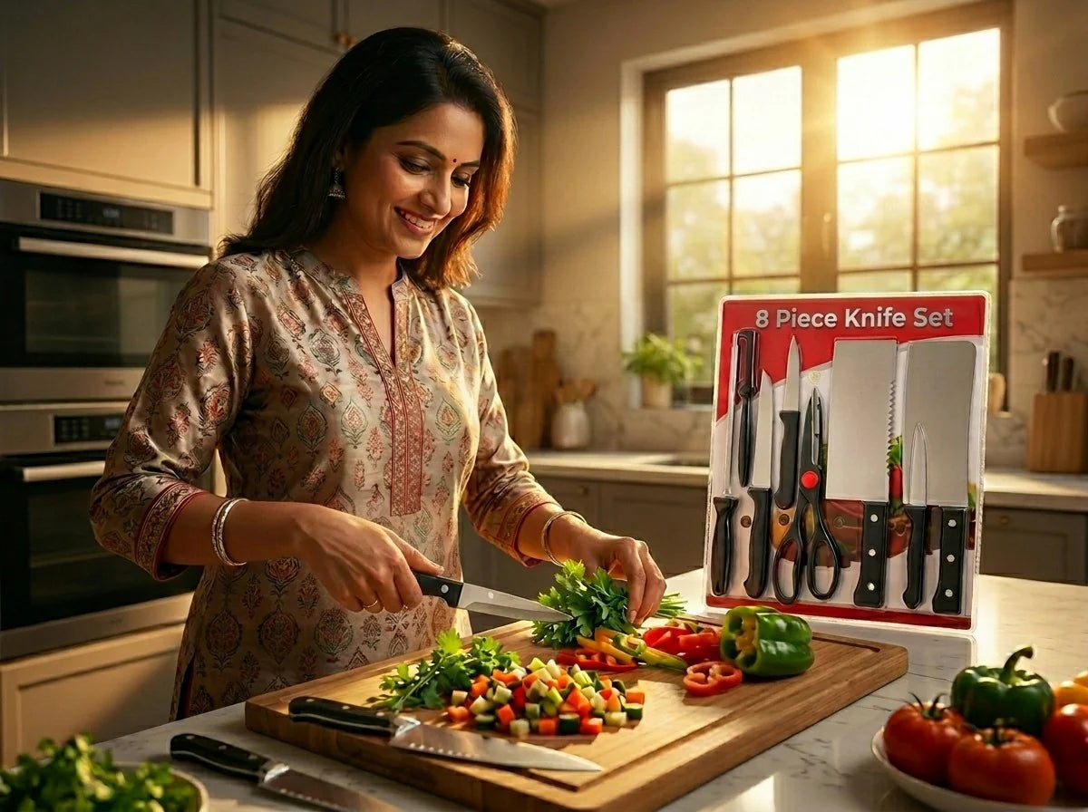 🔥 Smart Kitchen Ki Smart Choice – 8 Pcs Premium Knife Set