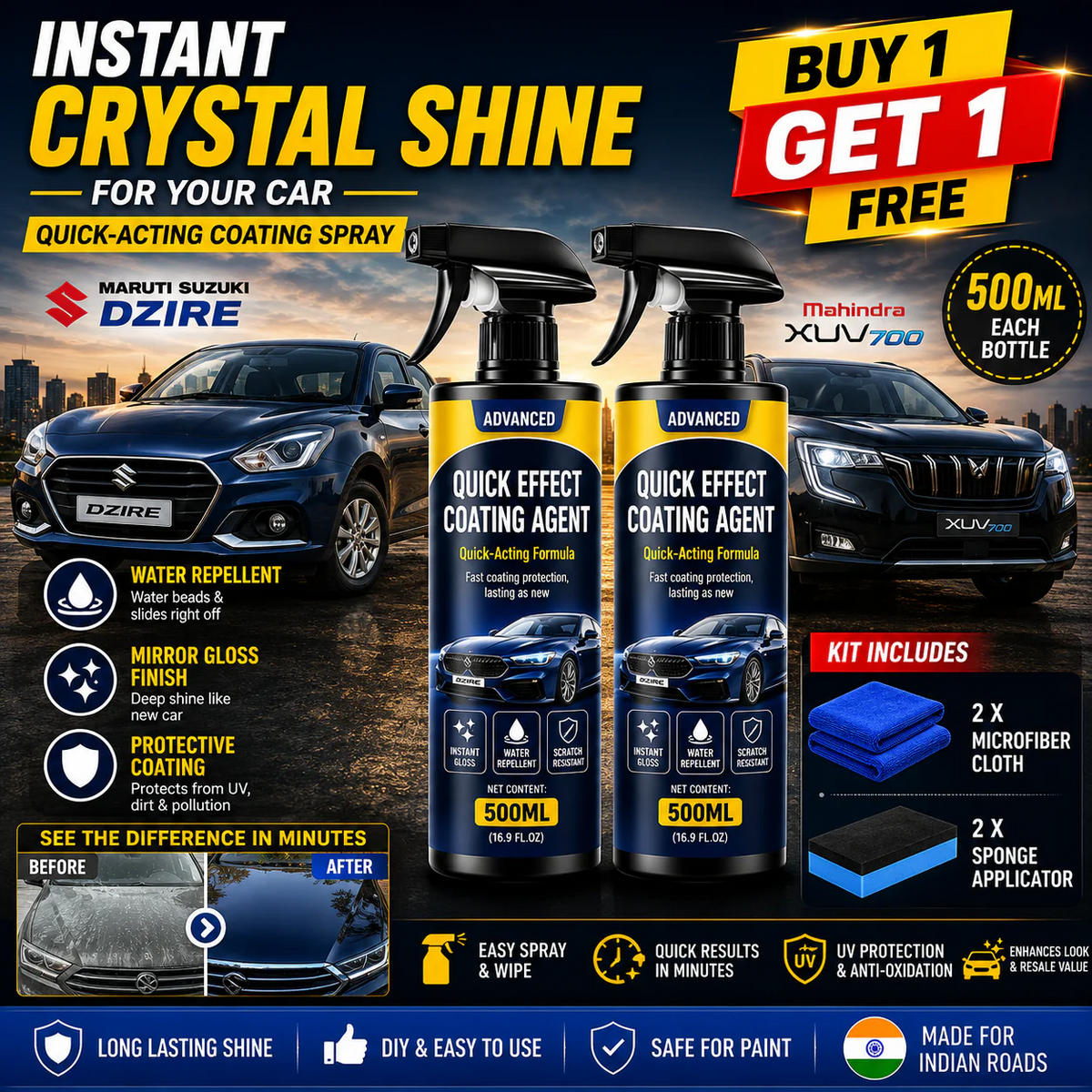 Advanced Car Shine & Protection Coating Spray | BUY 1 GET 1 FREE