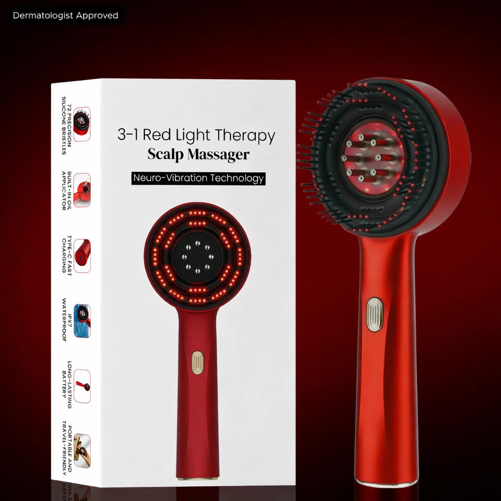 Red Light Therapy Scalp Massager with Oil dispenser