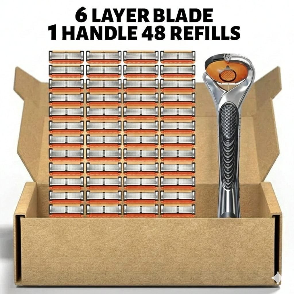 Smart Shave Pro Kit – 48 High-Performance Razor Refills with Free Ergonomic Handle